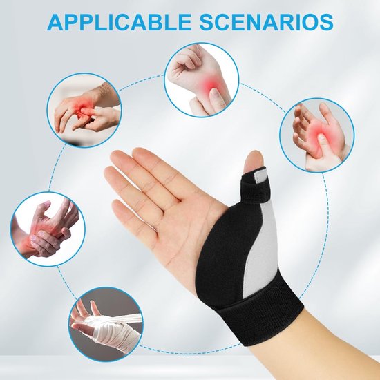 duimbrace voor beide handen, carpaal tunnelbandage, polsbandage, duimsteun en spalk voor spica, behandeling van rizoartrose, Quervain-synovitis, artritis — afbeelding 5