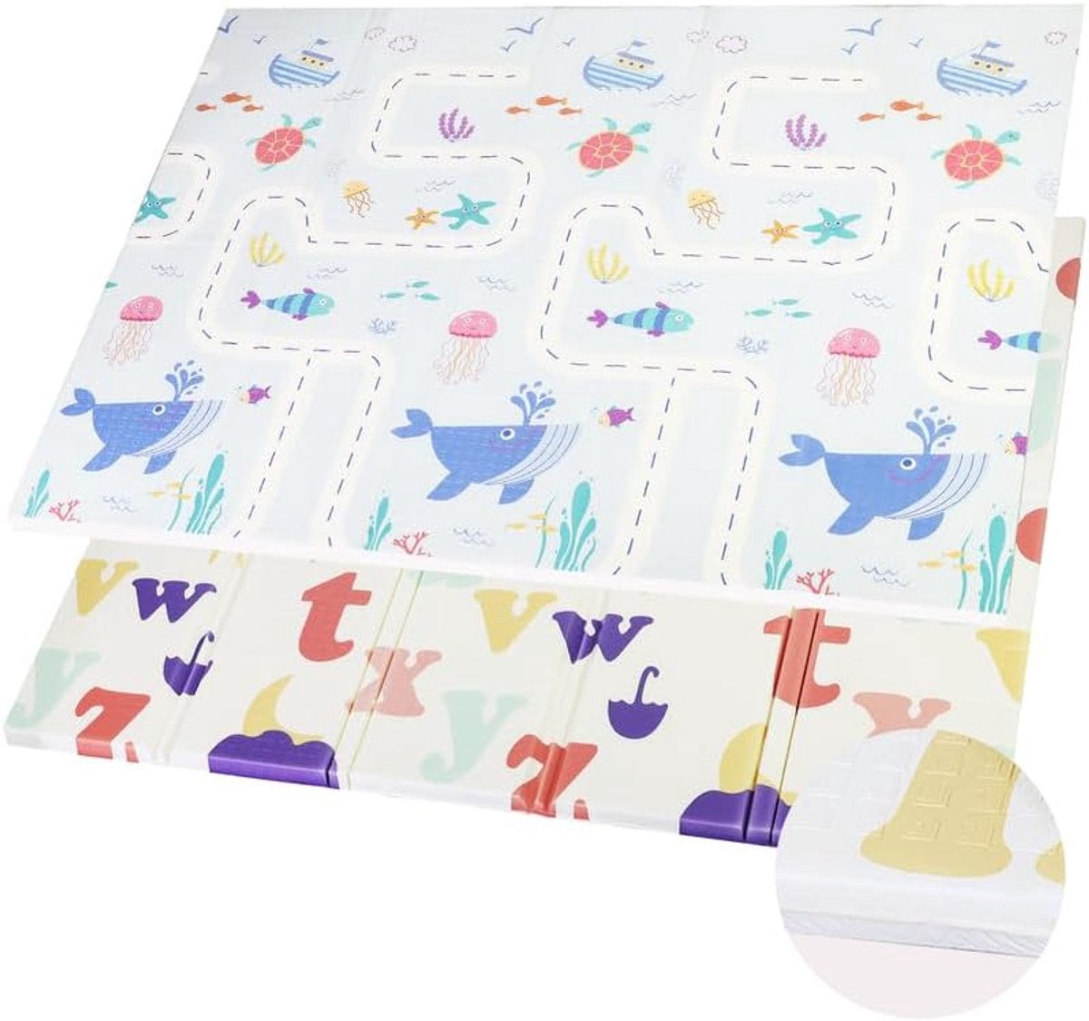 Omkeerbare speelmat, inklapbare kindermat, XPE-speelmat, opvouwbare speelmat, dubbelzijdige mat, waterdicht, niet giftig 196x175x1cm