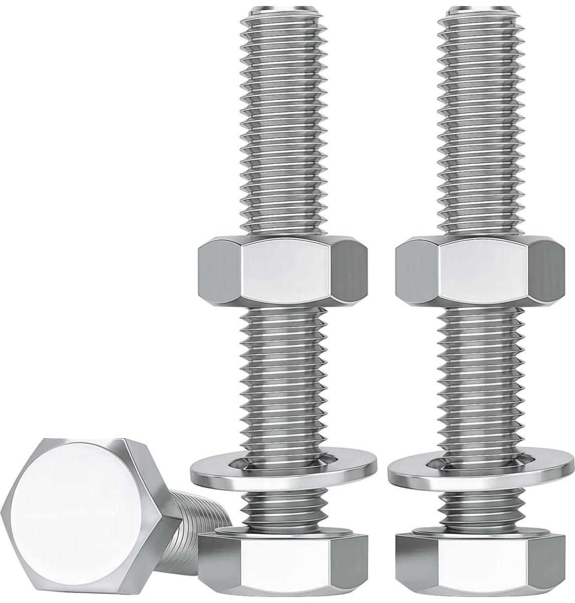 Bouten En Moeren, Bouten Met Zes Kant Met Moeren En Sluitringen Assortiment M8 Roestvrij Staal A2 V2A Metalen Schroeven M8 X 60mm 10 Stuks Roestvrij Schroeven En Moeren, DIN933 / DIN934