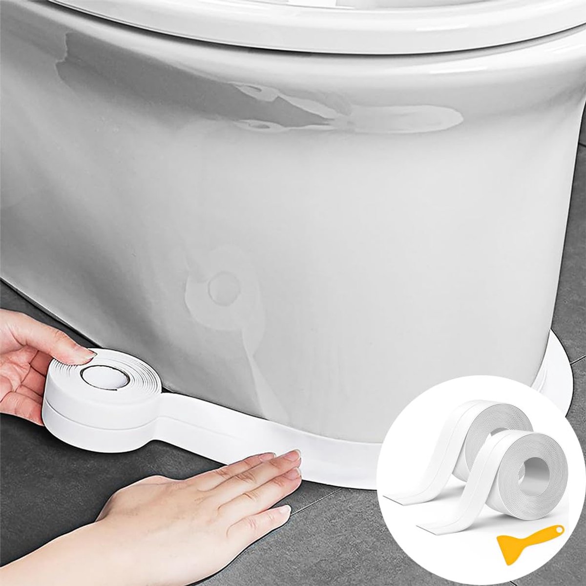 2 rollen zelfklevende afdichtingstape, waterdichte afdichtingstape, pvc zelfklevende afdichtingstape, anti-schimmel, afdichtingsstrips voor badkuiprand, toilet, keuken (3,8 cm x 5 m).