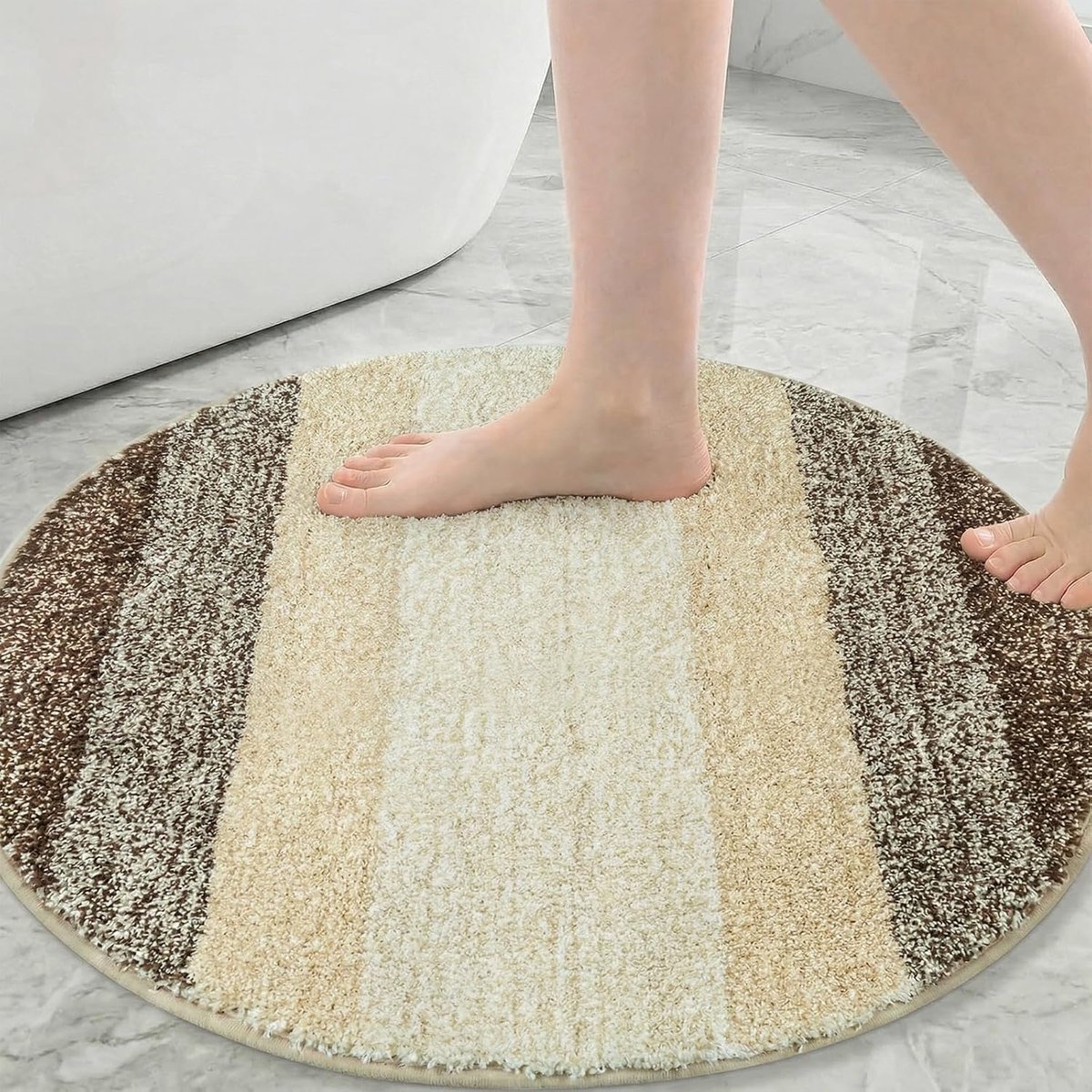 Badmat antislip wasbare badkamermat ronde super absorberende matten voor badkamer microvezel zachte badtapijten koffie
