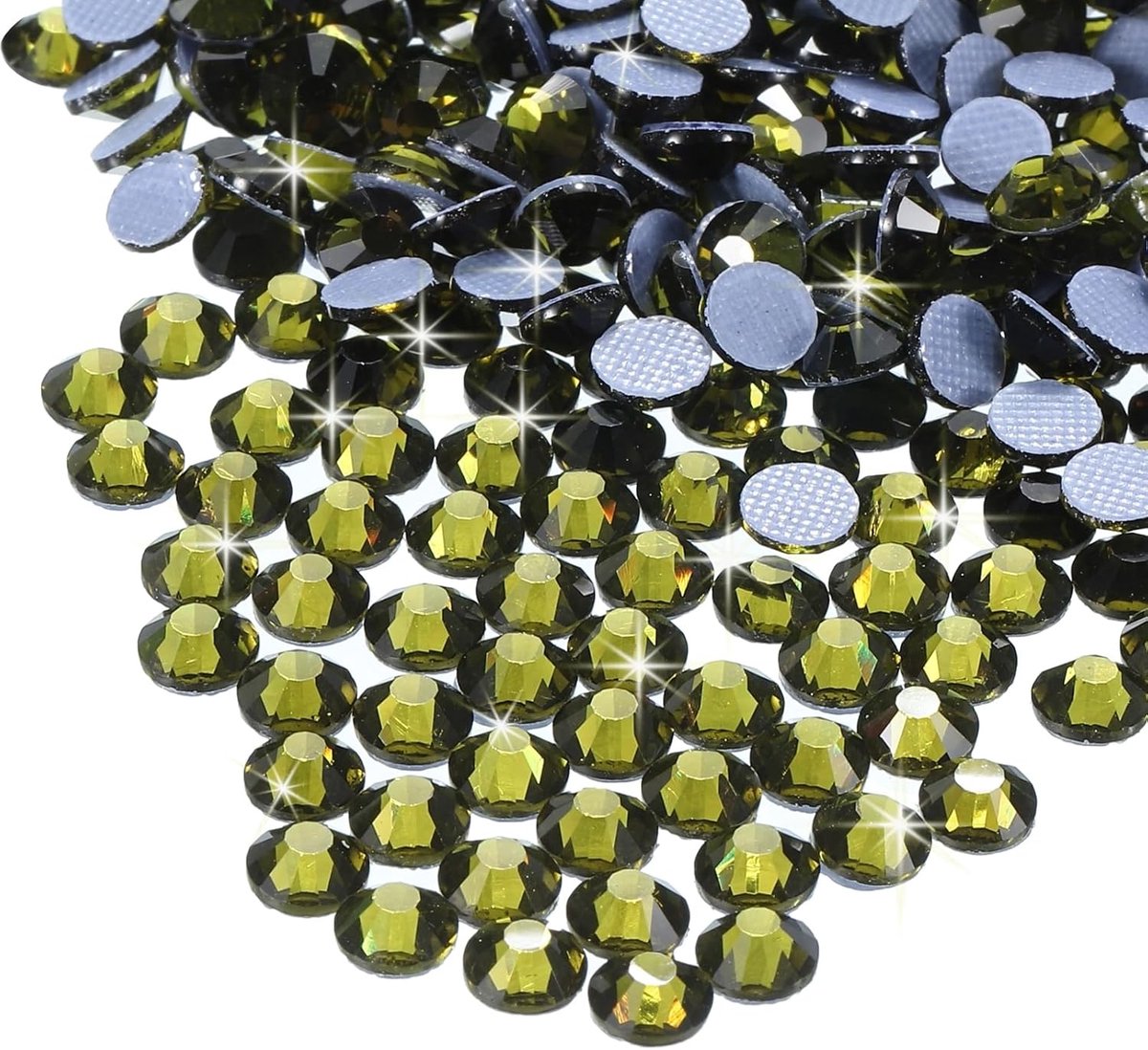 1440 stuks strass-steentjes om op te strijken, van kristalglas, voor handwerk, kleding, doe-het-zelf decoratie (SS12, 3,2 mm, donkergroen)