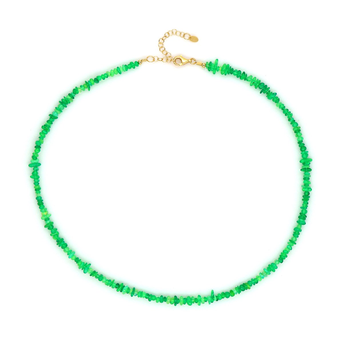 Cavill - Zilveren ketting met 27,9 ct groene Ethiopische opalen - 925 Sterling Zilver Verguld - 45 cm verlengketting - Fancy kraal edelsteen sieraden