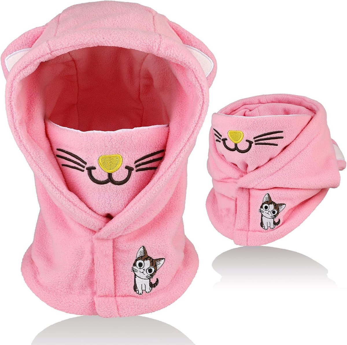 Thermo Fleece Bivakmuts voor kinderen 4-12 jaar, multifunctioneel, winddicht, verstelbaar gezichtsmasker, skimasker, warme muts, stormmasker, halswarmer, sjaal voor jongens en meisjes,