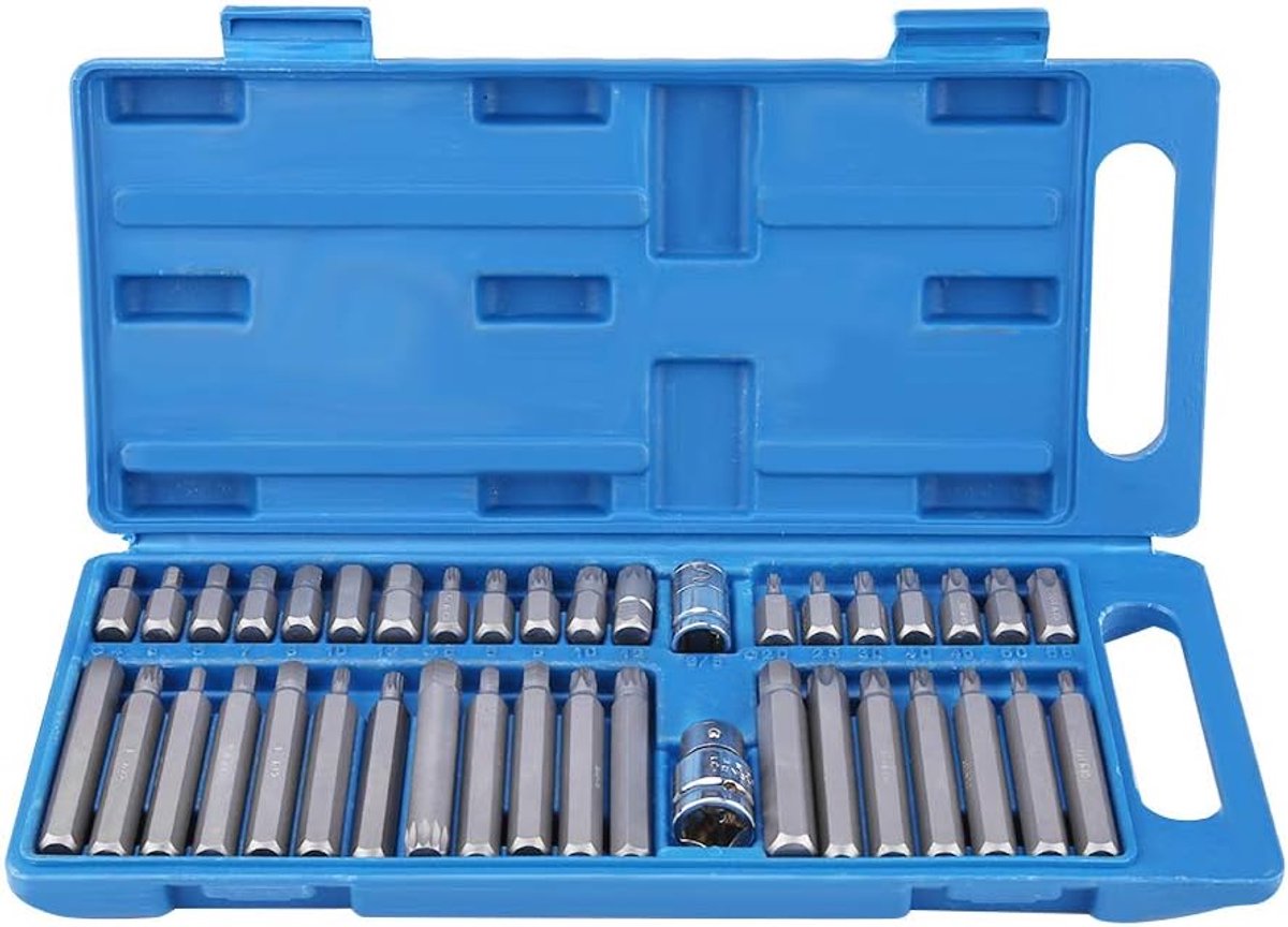 40-delig, Torx-bitset met 1/2-inch 3/8-inch Aandrijfadapter, Dopsleutel van Gelegeerd Staal, Inbussleutel met Gereedschapskist