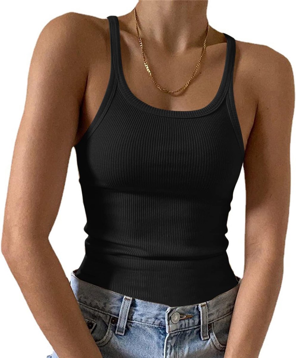 top dames sexy mouwloos onderhemd geribbelde tank top basic effen camisole zomer bovenstuk