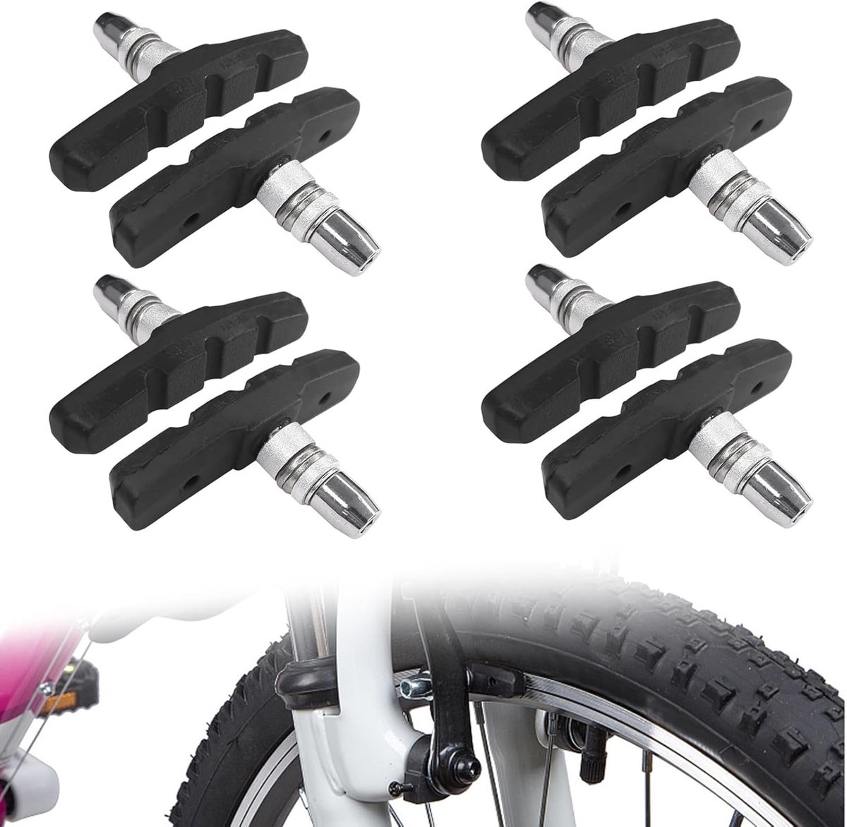 8 stuks fietsremblokken fietsremschoenen V-rem voor MTB racefiets trekking | Duurzaam rubbermengsel, betrouwbare remprestaties, eenvoudige montage, voor V-brake en velgremmen