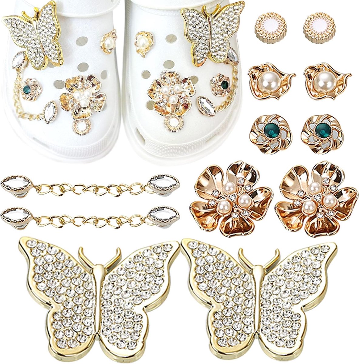 Bedels, kristallen diamanten schoenaccessoires bedels bling kristal schoen decoratie bedels voor klompen, doe-het-zelf klompsandalen croc accessoires