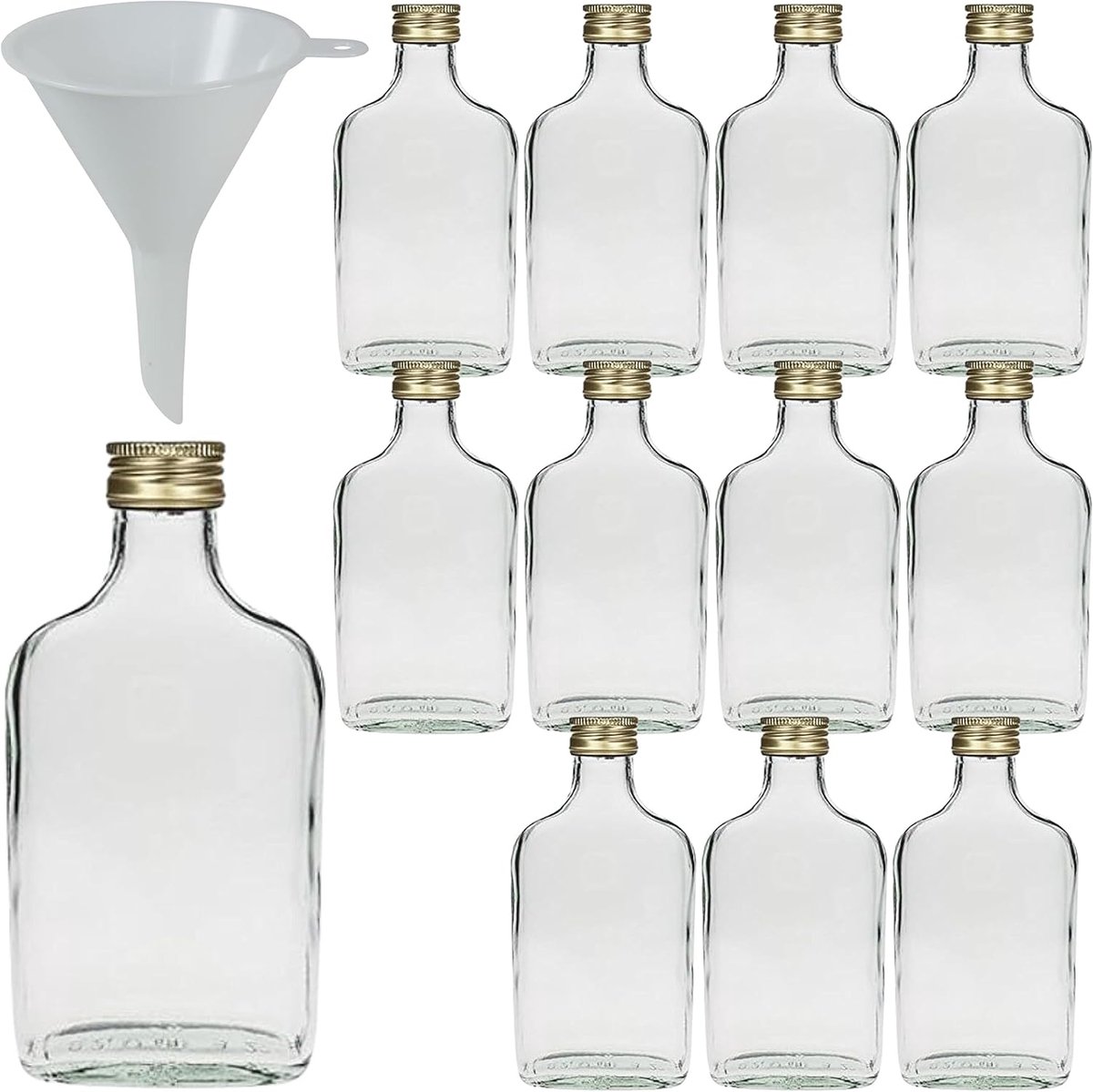 Flessen, miniflesjes van glas, met schroefdop, om zelf te vullen, 12 x 200ml