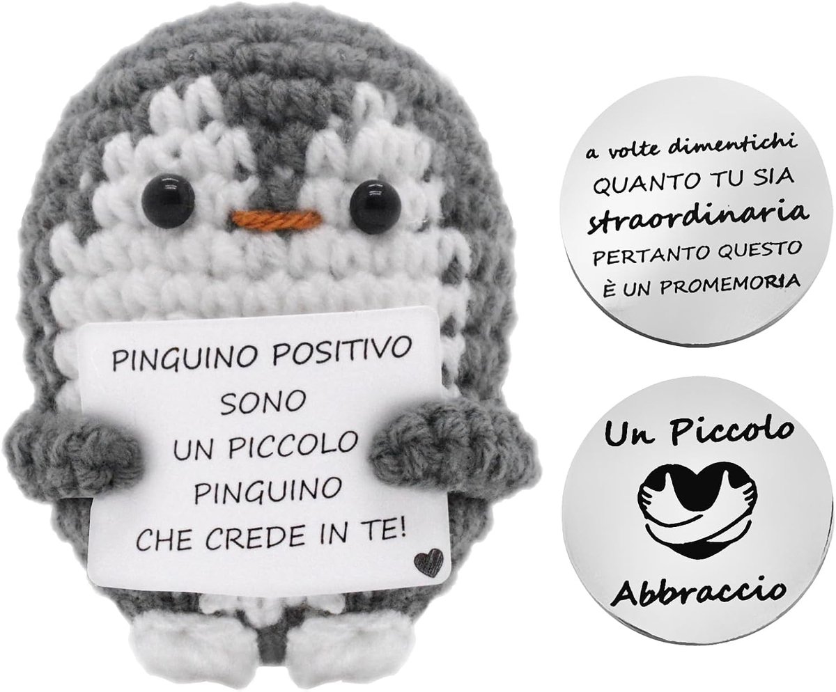 qianduoduo Pocket Hug Positieve aardappel, grappige pluche potato pop, positieve aardappel, positieve geschenken, motivatiecadeaus voor vriendin, vriend, afscheidscadeau (pinguïn)