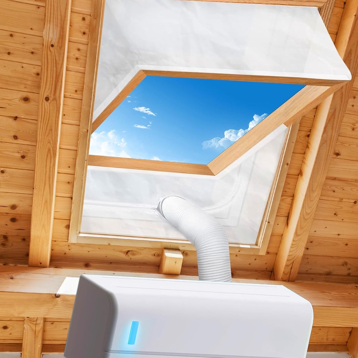 Afdichtingsset voor airconditioning, raamafdichting voor mobiele airconditioning met ritssluiting, compatibel met alle mobiele airconditioners, vereist geen boren, eenvoudig te installeren