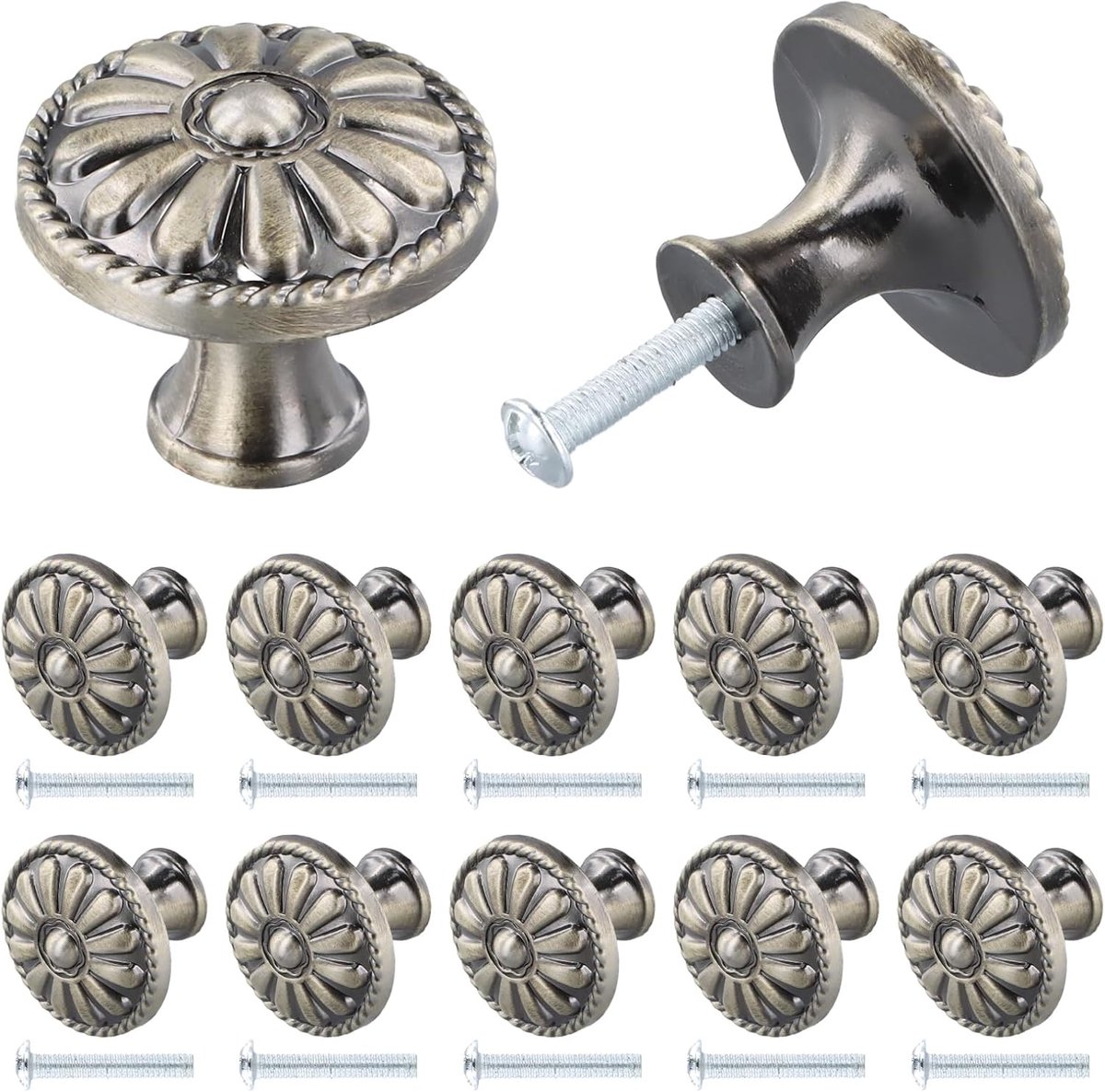 10 stuks Vintage ladeknop, 35MM Retro ladegrepen, kastdeurenknoppen, meubelknop, commodeknoppen ladeknoppen set, meubelgreep, knop voor kast lade keuken (B-Brons)