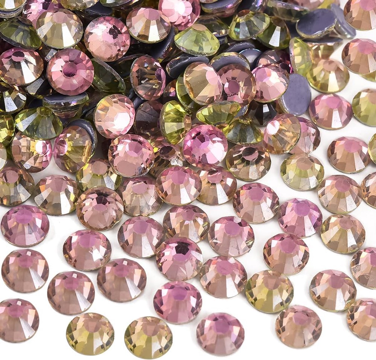 steentjes, 1440 stuks kristallen hotfix strass glas strass steentjes ronde kristallen edelstenen glazen stenen voor kleding schoenen doe-het-zelf ambachten benodigdheden (gouden lijn
