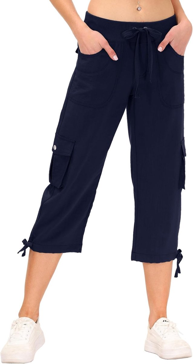 Broeken Dames Zomer 3/4 lange broek Capribroeken Vrijetijdsbroek Cargobroek outdoorbroek Wandelbroeken met 6 zakken