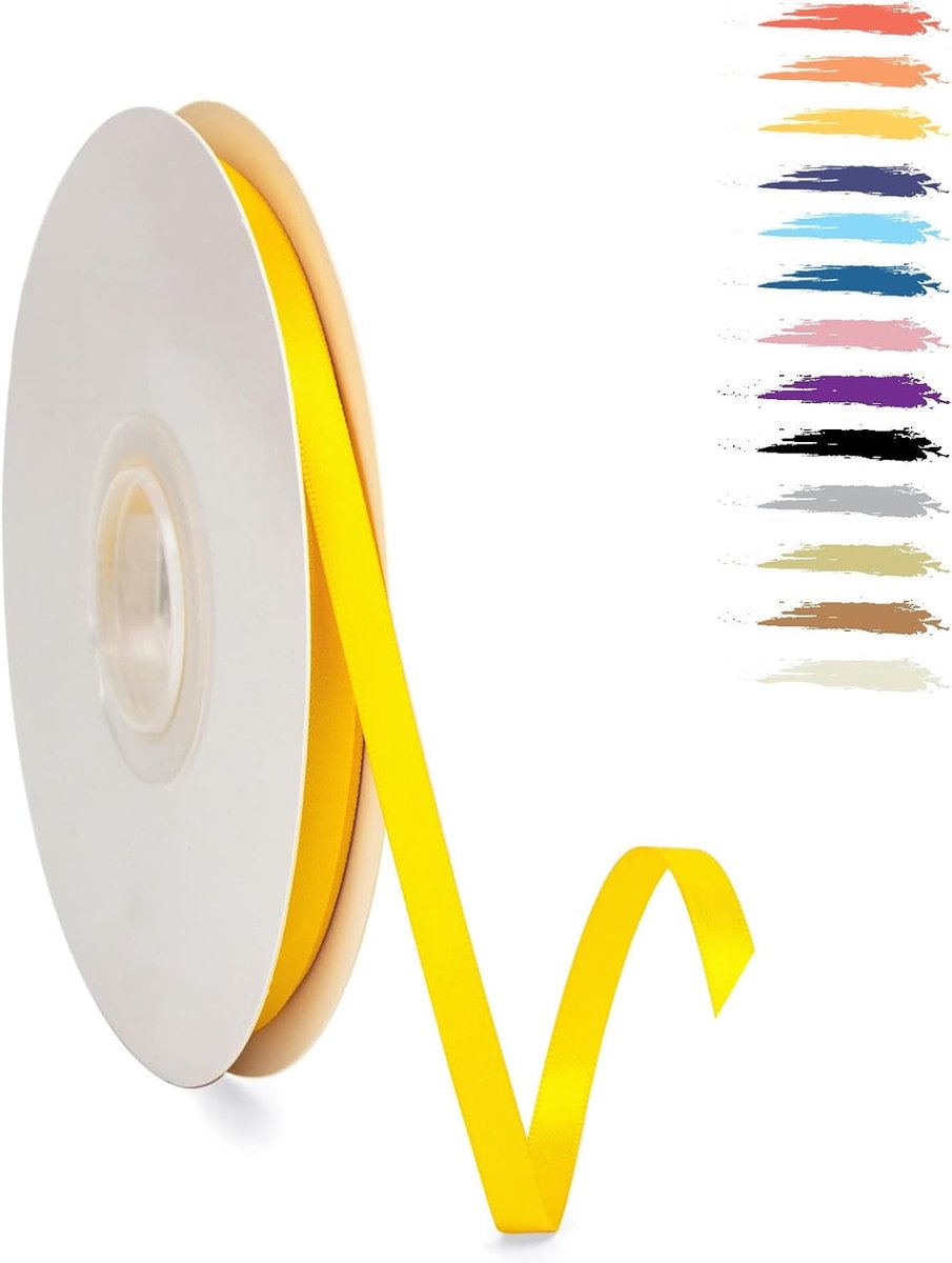 6mm Citroen Geel Satijnen Lint,95 Meters Decoratie Zijden Linten,Cadeaulint,Autolint,voor Feest, Bruiloft, Verjaardag,Valentijn Party