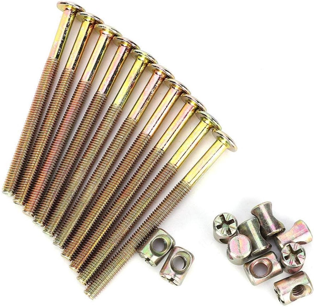 10 stuks M6 Koolstofstaal Meubelbouten Met Vatmoeren Deuvelmoer Connector Boutbevestiging(100mm)
