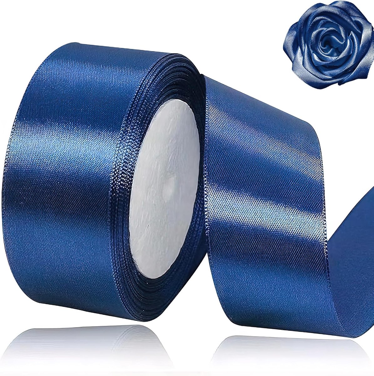 donkerblauw, 40 mm breed, 23 meter satijnen linten, marineblauw, stoffen lint, kunsthandwerk, bruiloftsdecoratie, Kerstmis, haarbogen, boeketten, verjaardag en geschenkverpakking