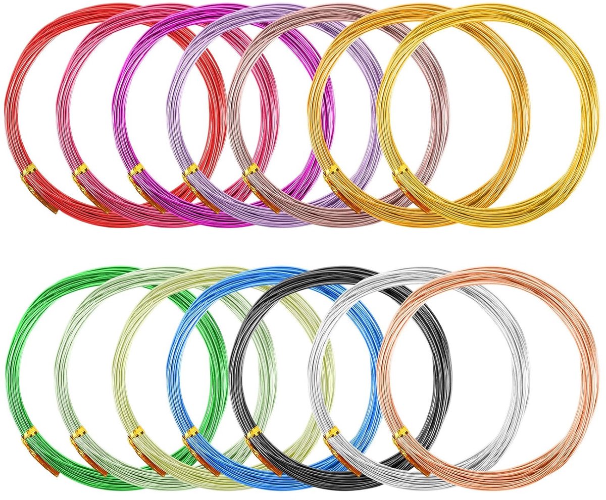 Draad, 70 m, 14 kleuren, aluminiumdraad, 1 mm, flexibel, 5 m, voor sieraden, modellen, sculpturen, handwerk