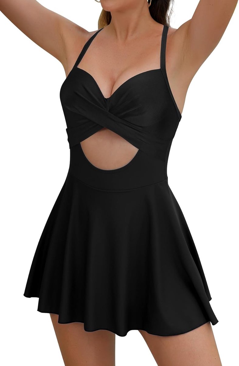 Eendelige badjurk voor dames, crossover met V-hals, wrap rok, tummy control, stropdas, rug