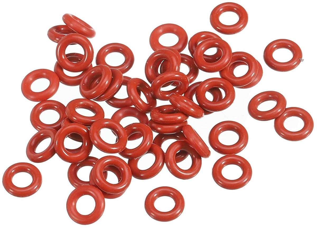 O-ring siliconen 8 mm OD 4 mm ID, 2 mm breed, 50 stuks metrische afdichting, Vmq, vervanging voor reparatie van hydraulische compressor, rood