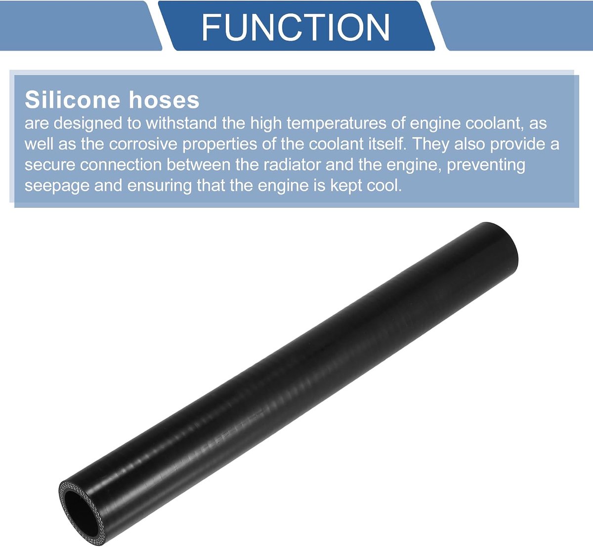 Siliconen slang, zwart, 1 stuk, universeel | Binnendiameter 25 mm, lengte 300 mm, temperatuur -60 °C tot 300 °C, druk 1 Mpa, koelvloeistof, olie, rem, antivries