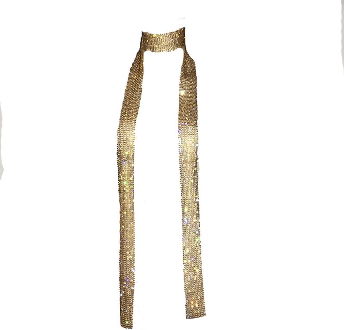metalen pailletten sjaal lang fonkelende pailletten halsdoek zonder strass mode sexy club party glitter pailletten hals stropdas dunne sjaal halsketting glitter sjaal pailletten goud