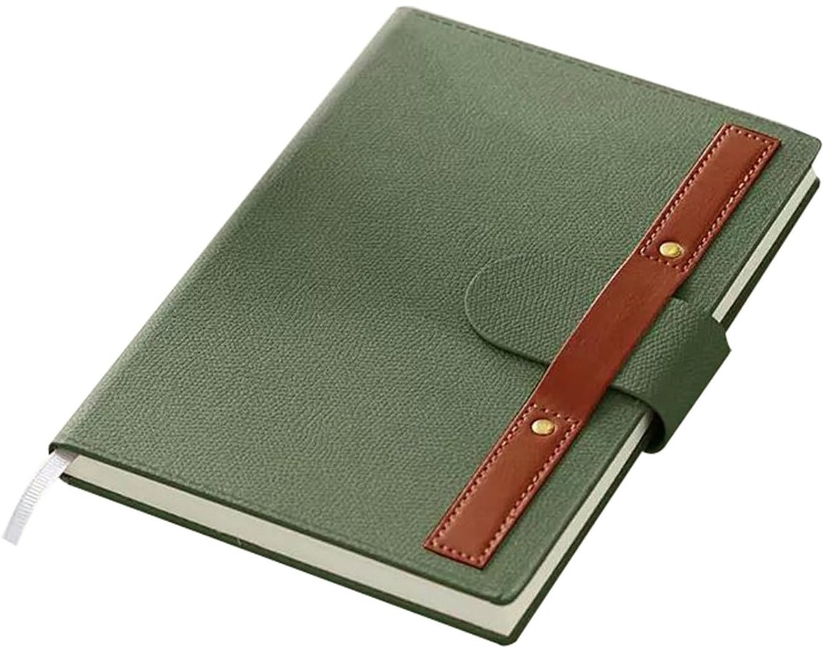 A5 notitieboek met harde kaft, PU-leer, kleurrijk dagboek, notitieboekje met zachte kaft, 100 vellen treuzelend papier Bruikbaar (Size : Green)