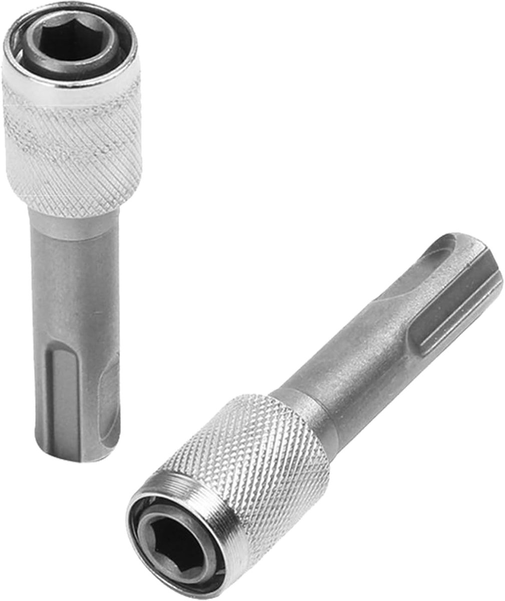 2 Stuks Adapters SDS Plus 1/4'' SDS Plus Booradapter Zeskantschacht Converter Adapter van Ronde Schacht Naar Zeskantschacht Houder voor Klopboormachine Hamerboor Zilver