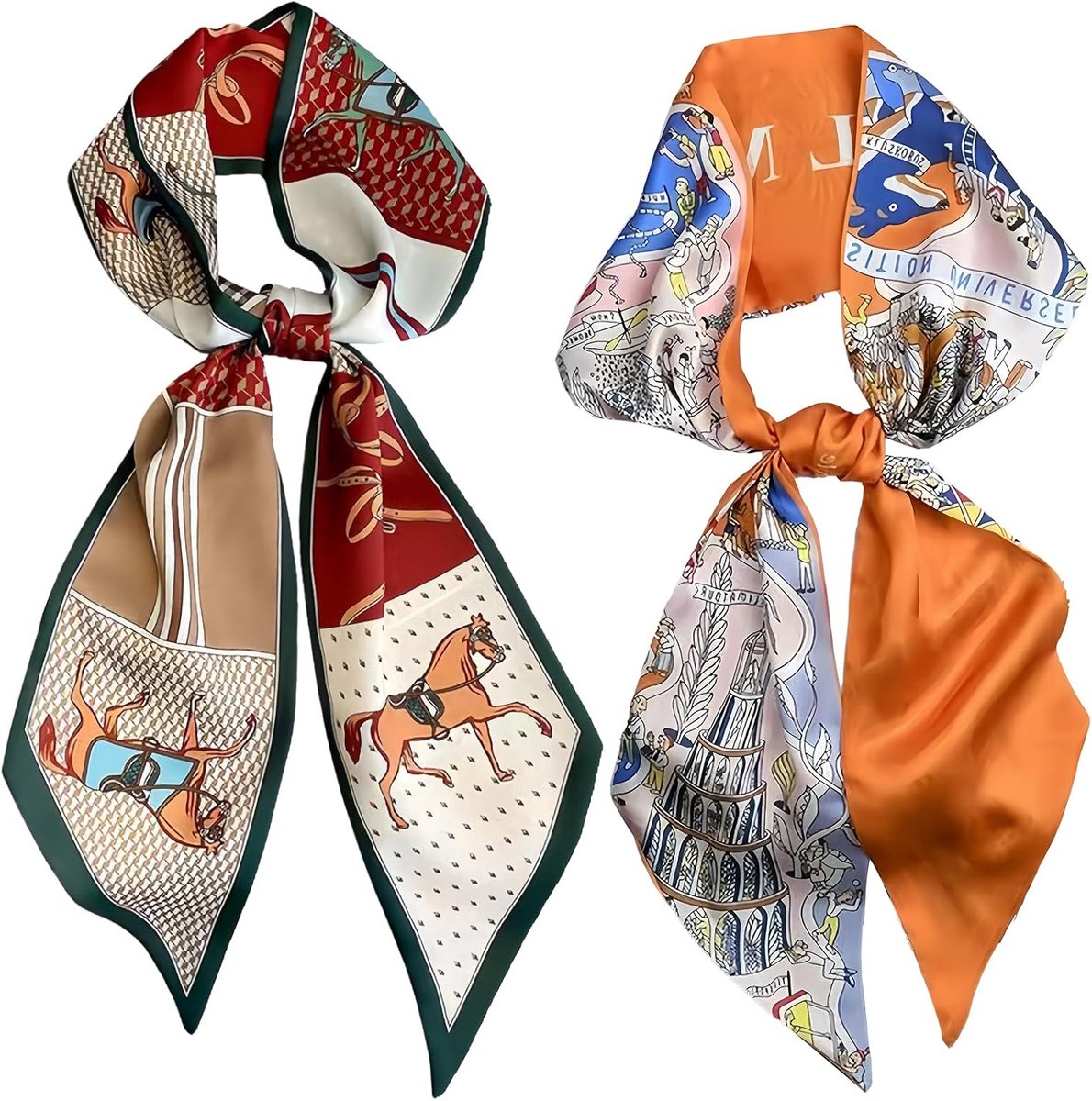 2 Stuks Lange Sjaal voor Dames, Chique Bandana, Haaraccessoires, Hoofddoek