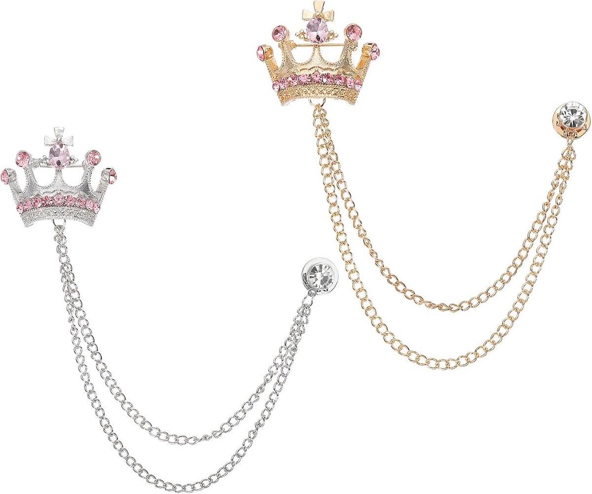 Kroon Opknoping Ketting Broche Pins, Strass Pak Pins Fashion Crystal Reversspeldjes