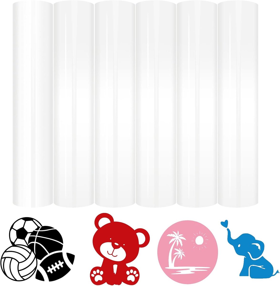 White Heat Transfer Vinyl,6 Vellen 30,5 x 25,4 cm HTV Vinyl voor Iron on Vinyl voor T-shirts