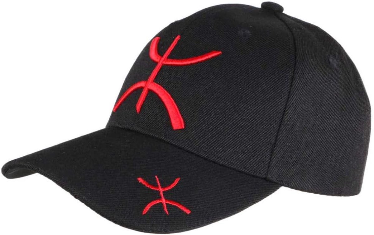 Berbere Red and Black Yaz Amazigh Uniseks Cap, Rood, Taille unique