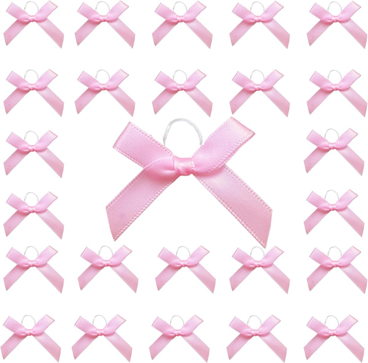 Strikken voor knutselen Bowknot ministrikken satijnbandstrikken satijnstrikken met elastiekjes voor bruiloften, handgemaakte producten knutselen (Roze)