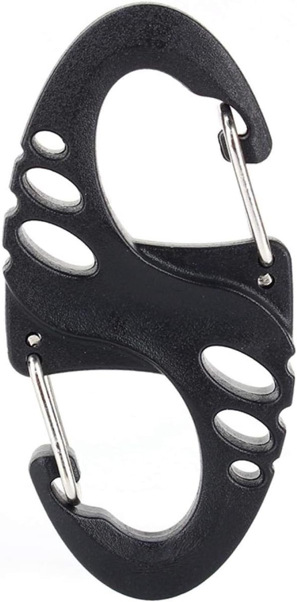 karabijnhaakclips, klimhaak Praktische S-type karabijnhaak Dubbele gesp Sleutelhanger Mini zwart Dubbele veerclips Haak Karabijnhaak Heavy Duty