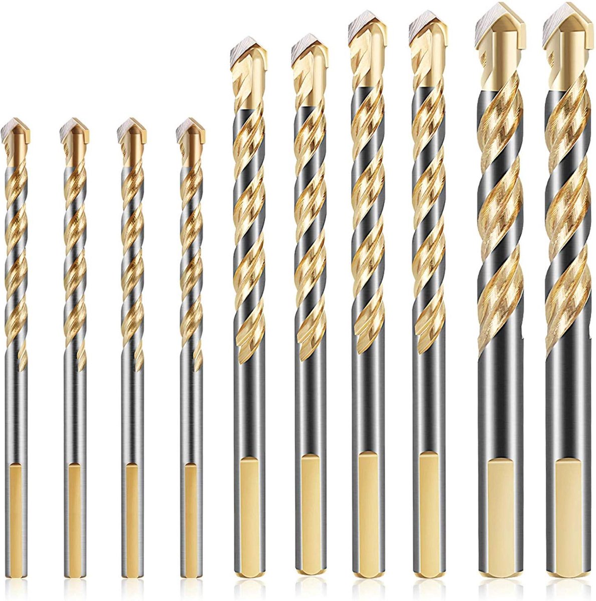 10 stuks boren voor metselwerk, 6/8/10/12 mm, set van wolfraamcarbide, voor glas, cementwand, keramische tegels, porselein