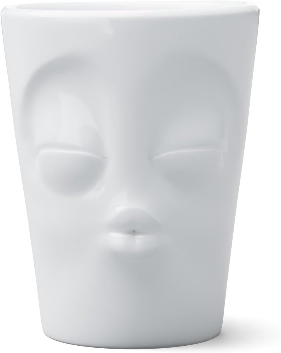 PRODUCTS/Mok met handvat "Kussend" (porselein, 350ml, wit, Made in Germany)