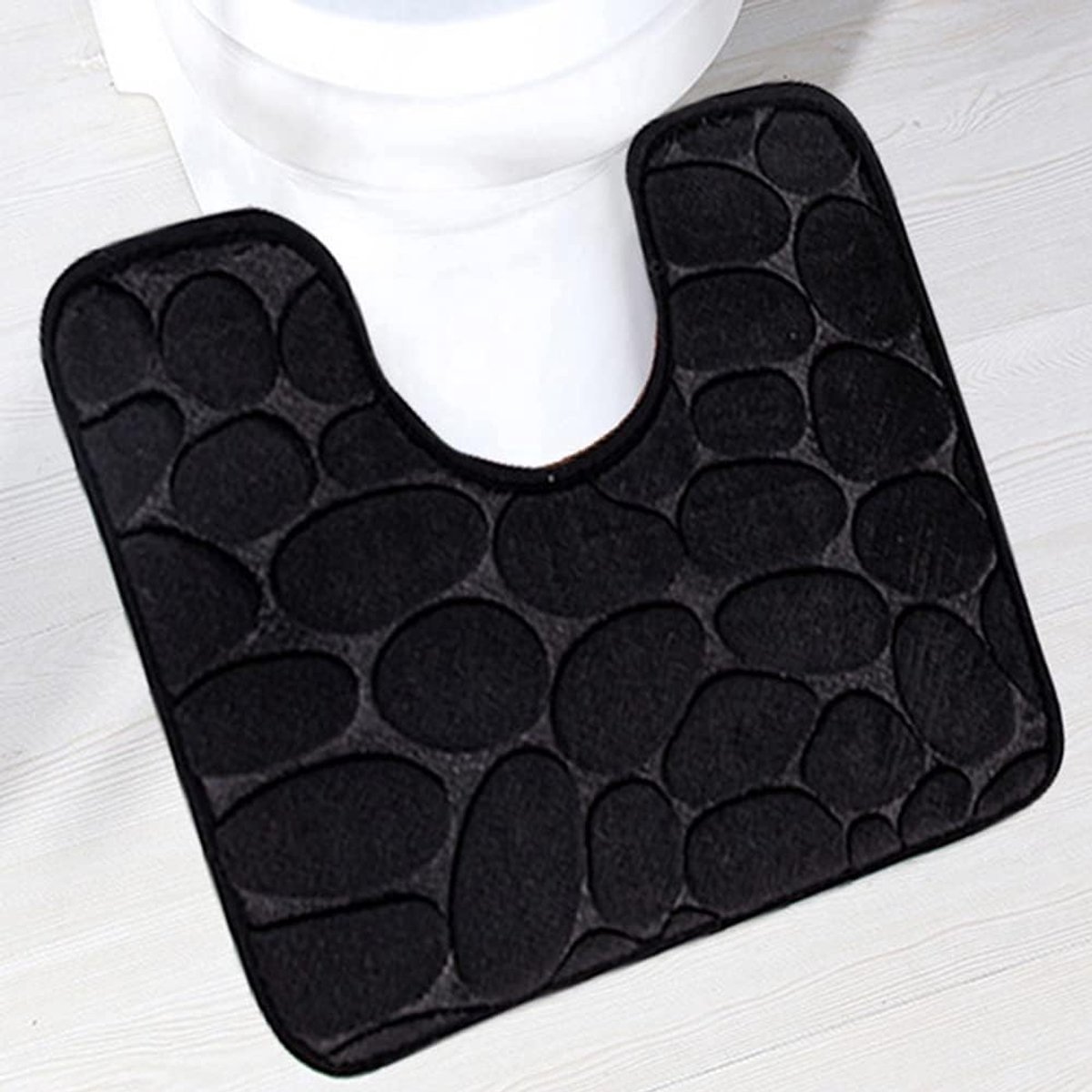 U-vormige badmat, antislip zachte absorberende badtapijten, sneldrogende badtapijten, polyester contour toiletmat zwart 16 "x 20"