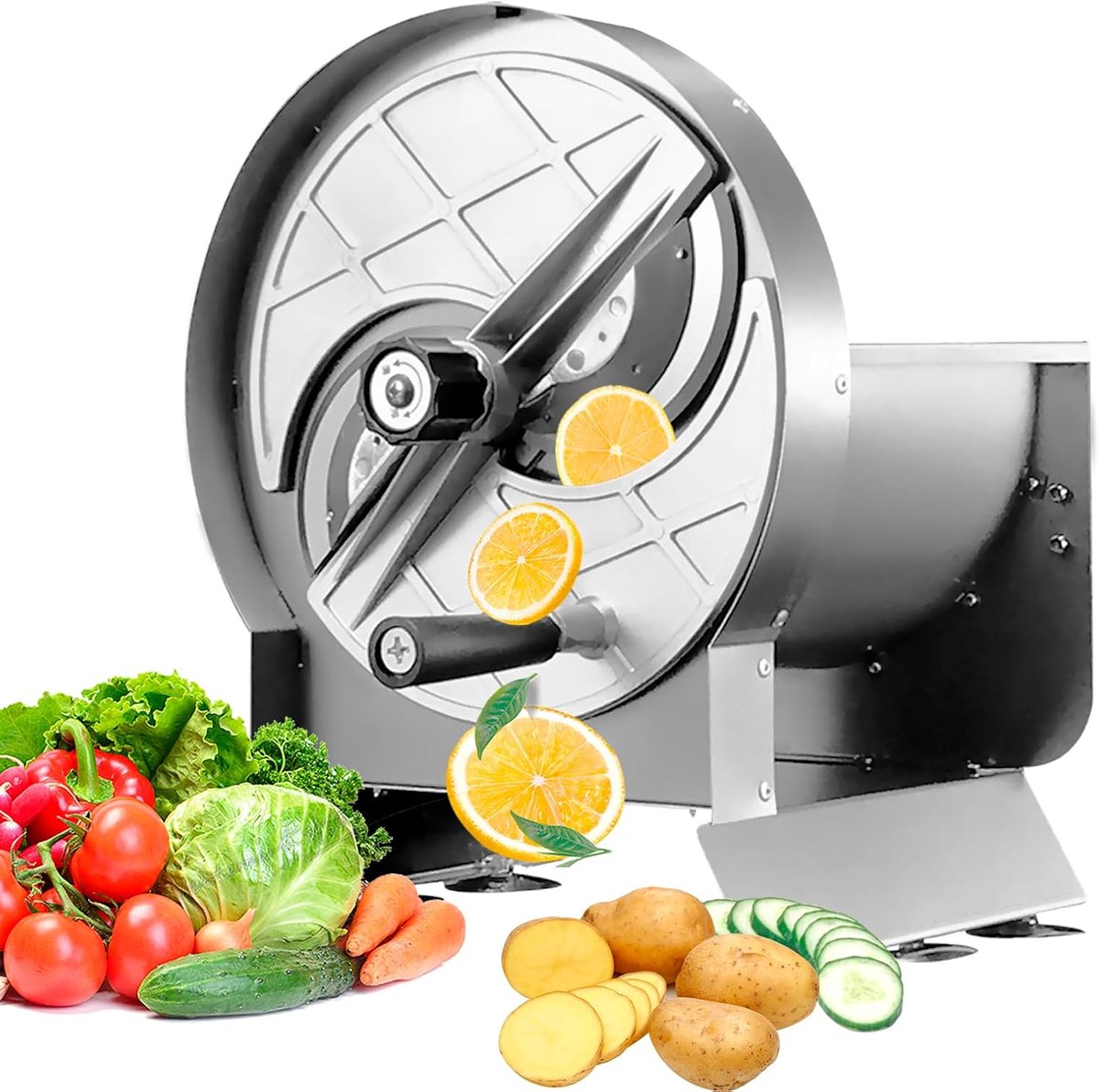 Commerciële Groentesnijder Rvs voor Tomaat Ui Aardappel Limoen 0-0.5" Dikte Verstelbare Handmatige Fruit Cutter met 6 Zuignappen