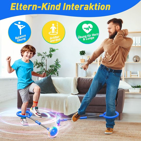 Bee Knipperende springring voetkreisel voor kinderen met teller, timer, calorieënteller, speelgoed, cadeaus voor jongens en meisjes 6-12, oplaadbaar, opvouwbaar, swingwiel met lichtwiel, Kerstmis — afbeelding 3