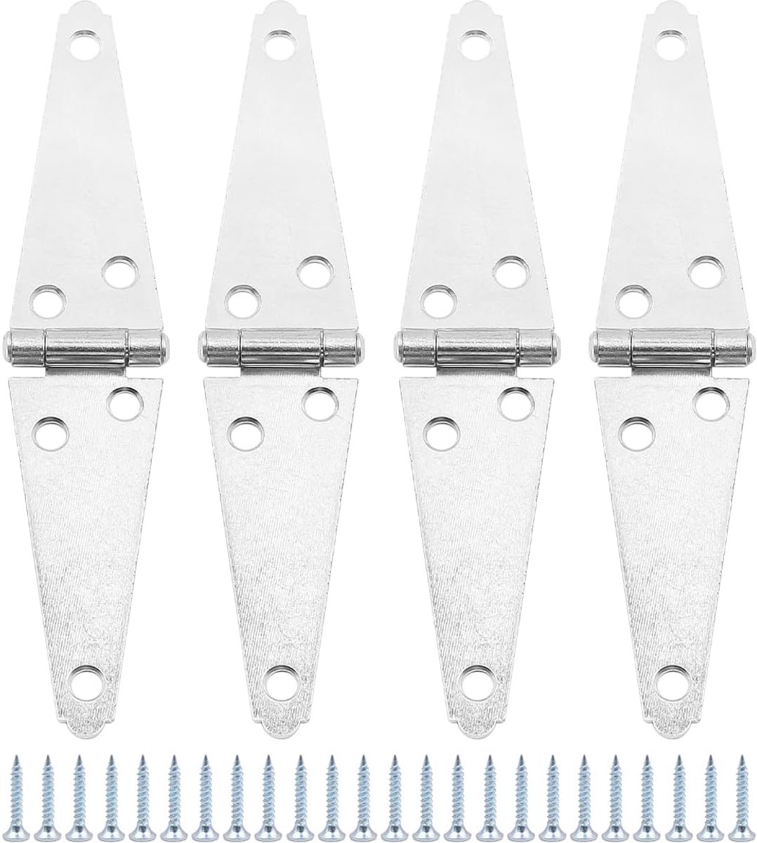 Scharnieren voor tuinschuur, deur, poort, verzinkte raamscharnieren, 102 mm, roestvrije scharnieren, deur, schuur, met schroeven voor ramen, kastdeuren, vitrines
