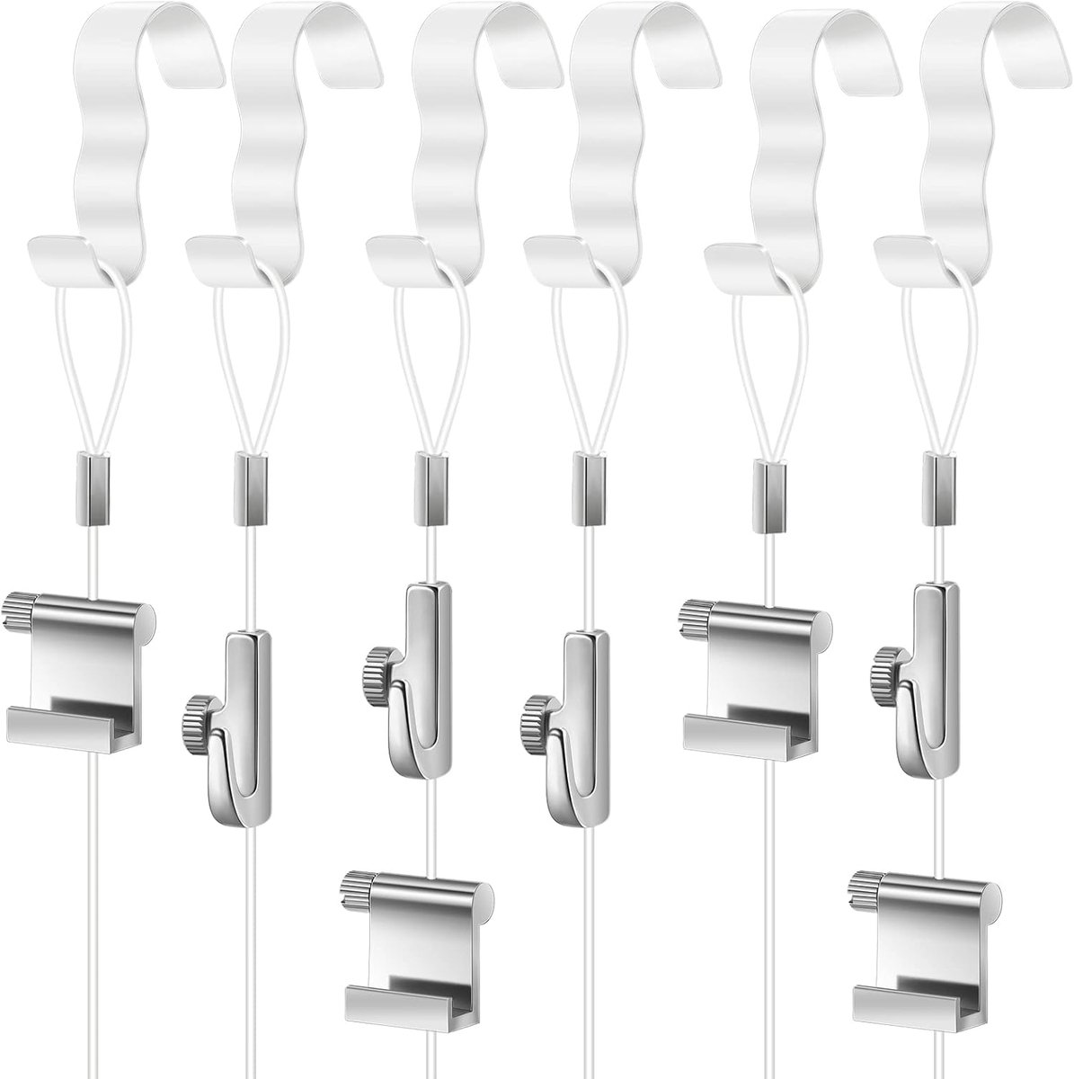 Opknoping Systeem rail Haken Molding Hangers met Onzichtbare Nylon Koord en Verstelbare Haken voor Wandfoto's, Tentoonstelling, Kunstgalerie Benodigdheden, Wit