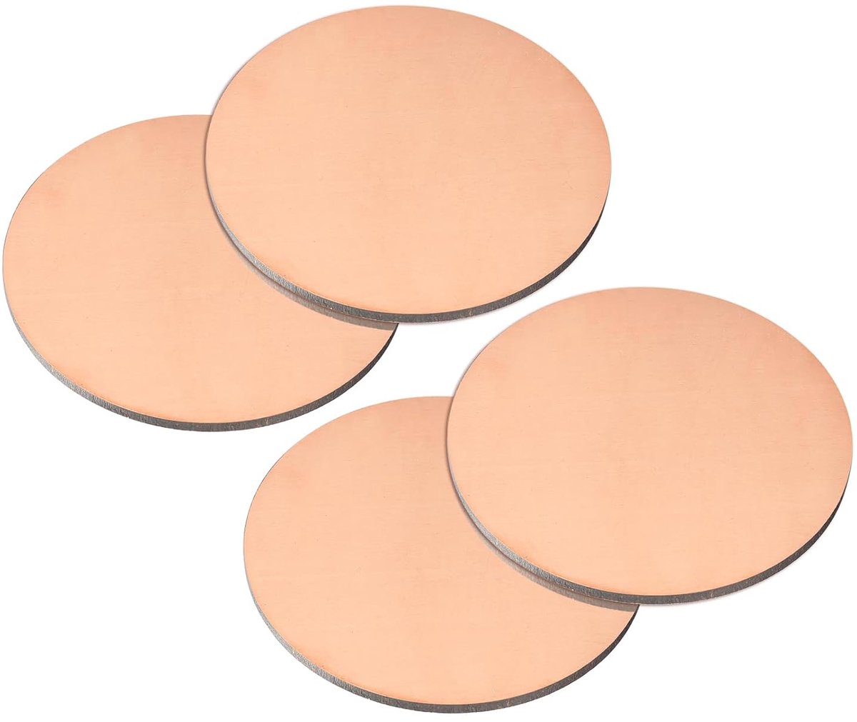 Zuiver koperplaat, 8 stuks 1 3/8 inch x 0,04 inch, 18 gauge T2 koperen metalen ronde plaat voor handwerk, elektrische reparaties