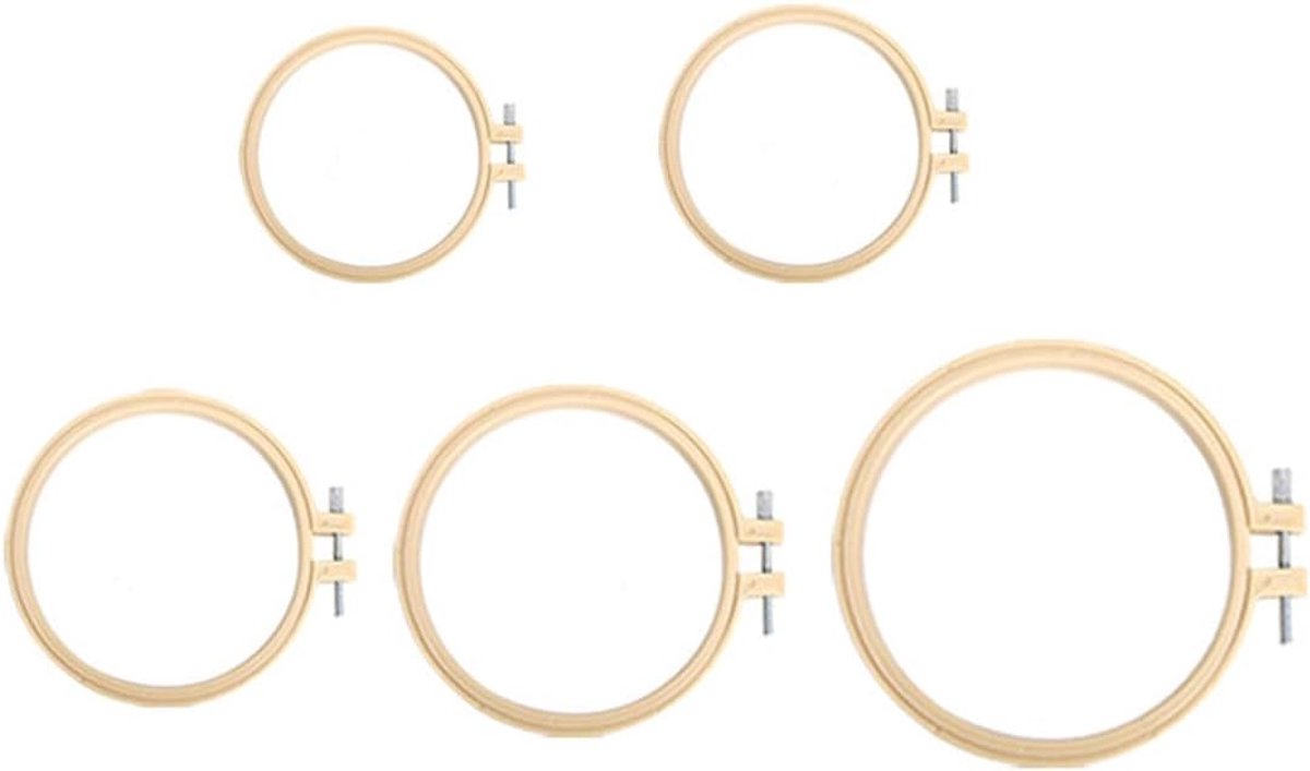 5 stuks 5 maten borduurringen set verstelbare ronde houten kruissteek hoepels voor borduurwerk, handwerken, knutselen en naaien