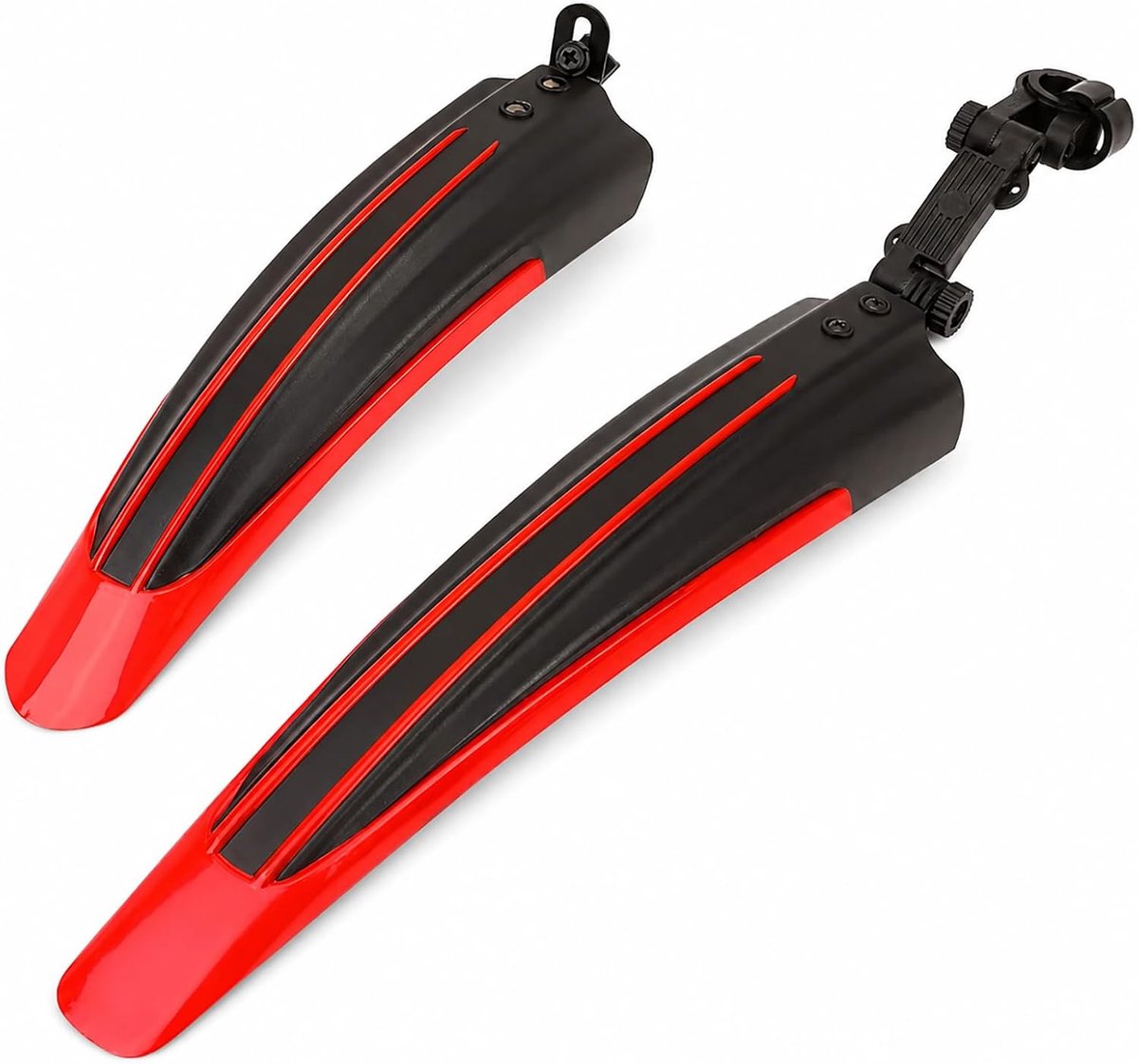 Spatbord voor fiets, mountainbike-accessoires, spatbescherming, draagbaar, verstelbaar, verdikt vooraan en achter, spatborden voor MTB, racefiets, stadsfiets, 20-26 inch wielen, rood