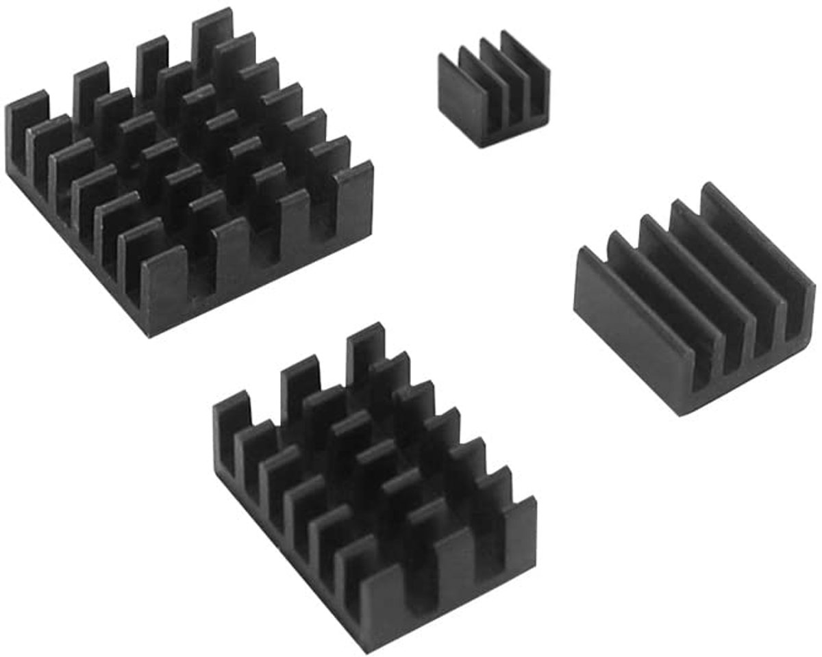 koellichaam set 4 stuks zwart - zelfklevende passieve koeling voor Raspberry Pi 4 - stille en efficiënte warmteafvoer