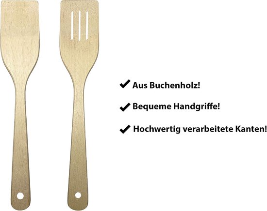 spatel set 30 cm beuken houtschraper pannenlikker braadspatel — afbeelding 3
