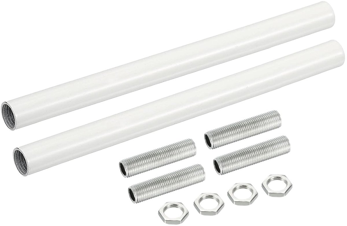 sourcing map Set van 2 verlengstangenset M10 7,87 inch wartelmoer met schroefdraadbuis, wit