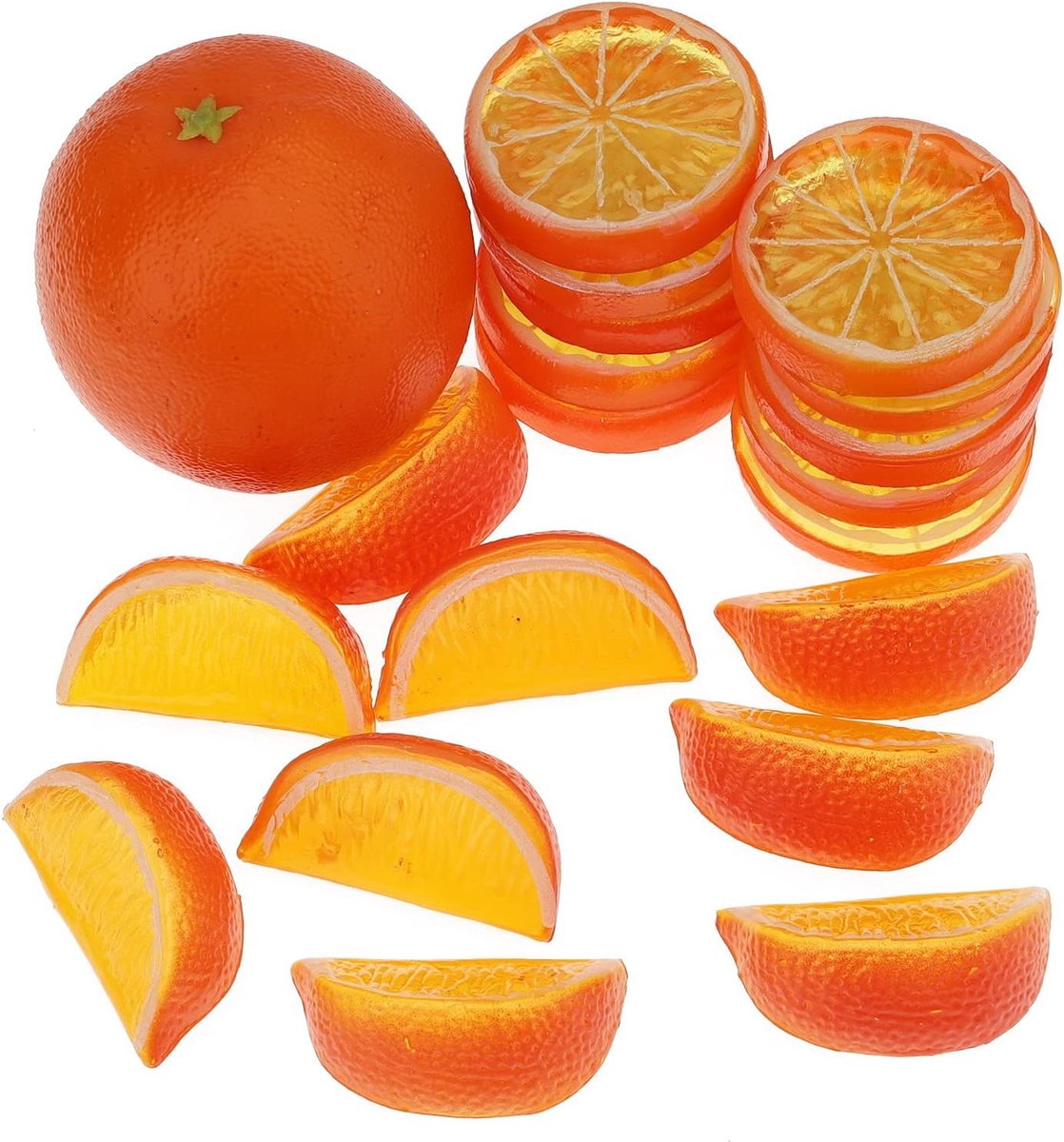 19st PVC Kunstmatige Oranje Set: Geheel + Plakjes + Kubussen Realistische Faux Fruit Home Party Decor | Simulatie 3 stijl sinaasappels, PVC realistische huisdecoratie, Party keuken bruiloft rekwisieten ornament, Tafel middelpunt