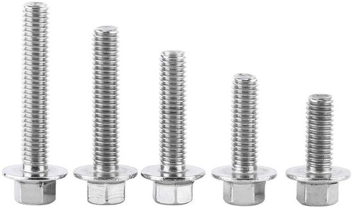 Set van 10 M6 RVS Hex Flensschroeven met Doppen en Moeren - Duurzame Bevestigingsmiddelen voor Diverse Toepassingen