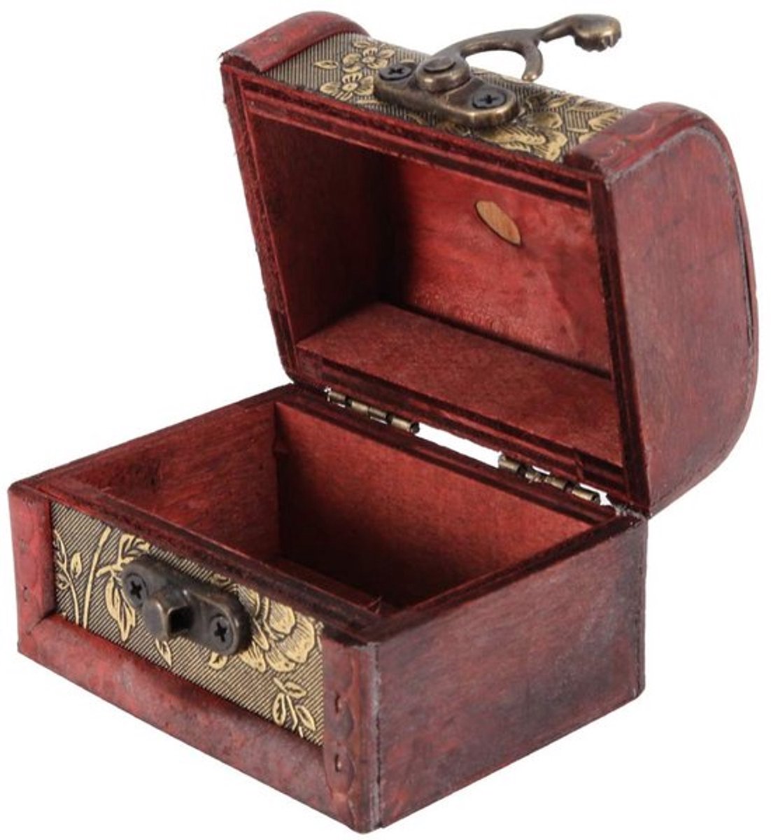 Schatkist Decoratief - Opbergdoos Klein - Houten Doos - Vintage Stijl - Geschikt voor Sieraden - 6,8 x 4,3 x 5,2 cm